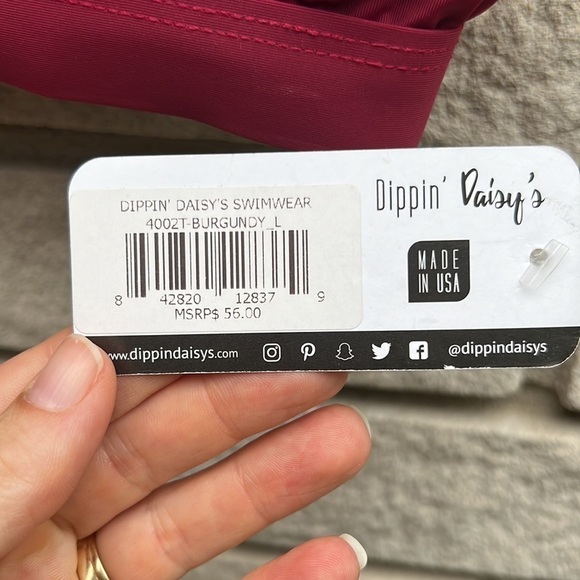 Dippin Daisy Festival Bikini Top Burgundy Sz L - Picture 2 of 6